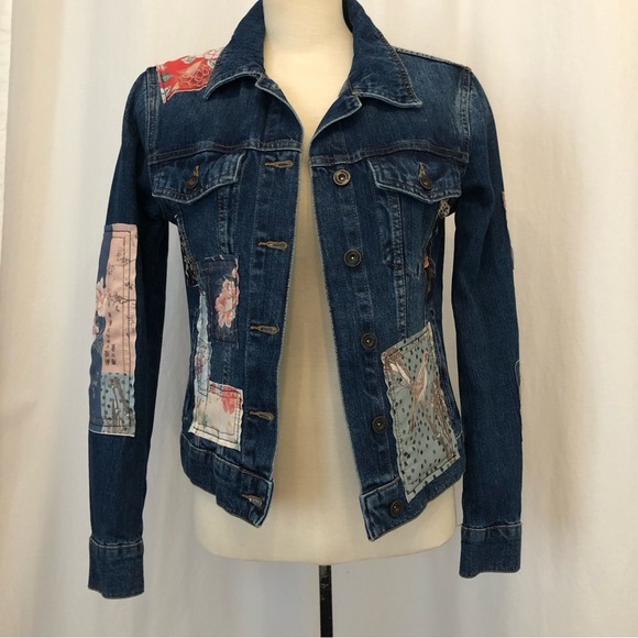 DESIGUAL Boho patchwork jean jacket. Size 4 - Picture 2 of 14